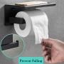 JOMAY Toilet Paper Holder with Shelf, Black SUS 304 Stainless Steel Tissue Roll Dispenser Storage with Phone Shelf for Bathroom Accessories