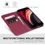 SHIELDON iPhone SE 2020 Case, iPhone 8 Wallet Case Genuine Leather Card Holder Magnetic Closure Stand Book Flip Cover Shockproof Protection Case Compatible with iPhone SE2/8/7 (4.7") - Red Violet SHIELDON iPhone SE 2020 Case, iPhone 8 Wallet Case Genuine Leather Card Holder Magnetic Closure Stand Book Flip Cover Shockproof Protection Case Compatible with iPhone SE2/8/7 (4.7") - Red Violet