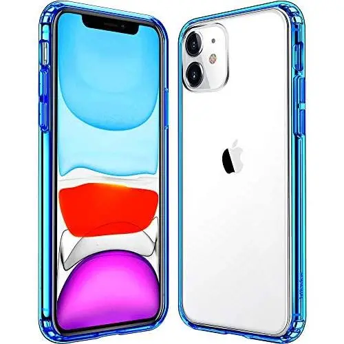 Mkeke Compatible with iPhone 11 Case, Clear iPhone 11 Cases Cover for iPhone 11 6.1 Inch-Blue Mkeke Compatible with iPhone 11 Case, Clear iPhone 11 Cases Cover for iPhone 11 6.1 Inch-Blue