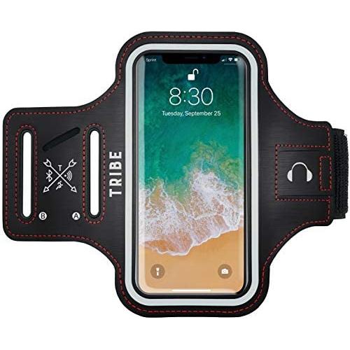 Tribe Water Resistant Cell Phone Armband Case for iPhone 8/7/6/6s or Similar. Adjustable Elastic Band & Key Slot