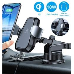 VANMASS Wireless Car Charger Mount, Automatic Clamping Qi 10W 7.5W Fast Charging Car Mount, Dashboard Air Vent Phone Holder Compatible with iPhone 11 Pro Max Xs X 8, Samsung S20 S10 S9 Note10