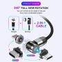 Magnetic USB Charging Cable Krsende 3in1 360°&180°Rotation Nylon Braided Cord Compatible with Mirco USB Type C Smartphone and iProduct Device-No Date Sync(3Pack/Red)