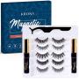 KRONA Magnetic Eyelashes With Eyeliner Kit - 2 Tubes Of Magnetic Eyeliner & 5 Pairs Of Reusable Falsies - Natural-Long-Full & Dramatic Looking Eyelashes Set - Comes With Applicator - No Glue Needed