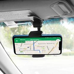 Cellet Sun Visor Car Phone Holder Smartphone Cradle Mount Clip Compatible to iPhone 11 Pro Max Xs Max Xr X 8 Plus Samsung Note 11 10 9 8 Galaxy S20 S20+ 5G S10 S9 S8 LG Q7+ Stylo 4 V30 G6 G5 V35 Moto, Black (PH700)