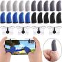 24 Pieces Mobile Gaming Finger Sleeve Touchscreen Finger Sleeve Anti-Sweat Breathable Finger Sleeve and Trigger Aim Button for Playing Mobile Phone Games (Black, Grey, Blue, White)