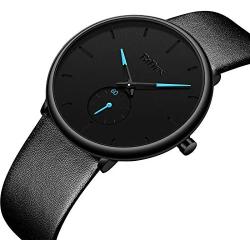 Mens Watches Minimalist Ultra Thin Waterproof Fashion Dressy Wrist Watch for Men Business Casual Luxury Quartz Analog Watch