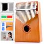 Kalimba 17 Keys,Thumb Piano with Study Instruction and Tune Hammer,Solid Mahogany Wood Portable Finger Piano African Wood Mbira Sanza Musical Instrument Gifts for Kids Adult Beginners Professionals