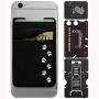 Double Pocket - Adhesive Card Holder - Cell Phone Pouch - Stick on Lycra Pocket - Carry Credit Cards and Cash (Black - CAT PAW)