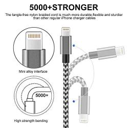 Boost Chargers 6Pack 8INCH Nylon Braided Fast Charging USB Power Charge & Sync Cable Cord for Smartphones, Tablets & Other Gadgets – Multiple USB Charger Station & Cell Phone - White/Grey