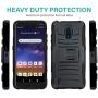 CasemartUSA Phone Case for [Nokia C2 Tennen/Nokia C2 Tava (Cricket Wireless)], [Refined Series][Black] Shockproof Cover with Built-in Kickstand & Belt Clip Holster for Nokia C2 Tennen / C2 Tava
