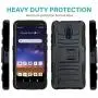 CasemartUSA Phone Case for [Nokia C2 Tennen/Nokia C2 Tava (Cricket Wireless)], [Refined Series][Black] Shockproof Cover with Built-in Kickstand & Belt Clip Holster for Nokia C2 Tennen / C2 Tava