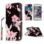 JanCalm for iPhone 6S Wallet Case,iPhone 6S Case,6S Case,iPhone 6 Case,Pattern Premium PU Leather (Card/Cash Slots) Stand Flip Cover for iPhone 6/6S (4.7 inch) + Crystal Pen (Black/Flower)