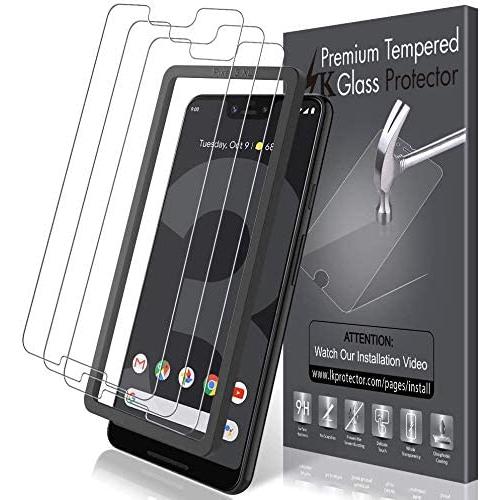 LK [3 Pack] Screen Protector for Google Pixel 3 XL Tempered Glass (Alignment Frame Easy Installation) Double Defence Technology, 9H Hardness, HD Clear, Case Friendly