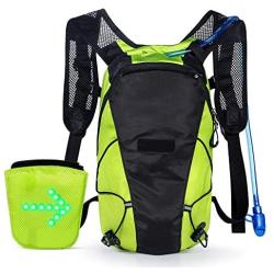 ECEEN LED Turn Signal Backpack Light Reflective Vest 18L Capacity Outdoor Sports Bag Flashing Warning Lamp Security Pack with 1L Bladder Bag & Wireless Remote Control for Safety Cycling