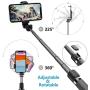 Selfie Stick Tripod with Removable Wireless Bluetooth Remote Shutter Compatible,Lightweight Extendable Aluminum Pocket Selfie Stick for iPhone 11/XR/X/8/8P/7/7P Android Phone，Gopro,Webcam and Camera