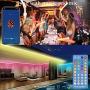 WiFi LED Strip Lights 65.6FT,Music Sync LED Light Strip Compatible with Alexa,Google Home Controlled by Smart APP, 20m 600LEDs RGB Power Strip with UL Listed Adapter and Remote, LED Lights for Bedroom