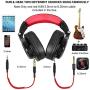 OneOdio A71 Wired Over Ear Headphones, Studio Headphones with SharePort, Professional Monitor Recording & Mixing Foldable Headphones with Stereo Sound for Electric Drum Keyboard Guitar Amp (Red)