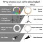 Ring Light with Stand, Selfie Ring Light, 9 Colors LED Ring Light with Tripod Stand and Phone Holder for Makeup/Live Stream/YouTube/Photography, Compatible with iPhone/Android