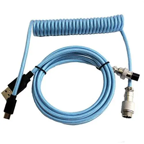 Tez Cables Z-Series Custom Coiled Aviator USB-C Keyboard Cable (Blue) Tez Cables Z-Series Custom Coiled Aviator USB-C Keyboard Cable (Blue)