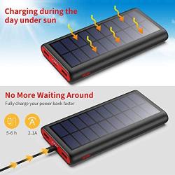 Solar Charger 26800mAh,Kilponen Outdoor Power Bank,Camping High Capacity External Backup Battery Pack with 4 LED Lights,Dual USB Ports Charging for Cellphones Tablets,iPad,GoPro Camera,GPS and More