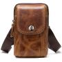 NKns Gifts for Men Vertical Leather Mens Small Bag Retro Shoulder Bag Wearing Belt Mobile Phone Pocket