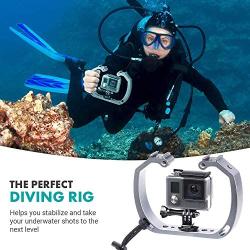 Movo GB-U70 Underwater Diving Rig for GoPro Hero with Cold Shoe Mounts, Wrist Strap - Works with HERO3, HERO4, HERO5, HERO6, HERO7, HERO8 and Waterproof Action Cam - Perfect Scuba Gear GoPro Accessory