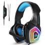 Gaming Headset Compatible Xbox One, Fuleadture PS4 Headset with Mic, PC, Noise Cancelling Over Ear Headphones with LED Light Bass Surround Soft Memory Earmuffs