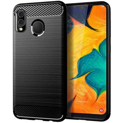 Samsung A20 case,Galaxy A20 Case,Galaxy A30 Case,MAIKEZI Soft TPU Slim Fashion Anti-Fingerprint Non-Slip Protective Phone Case Cover for Samsung Galaxy A20/A30(Black Brushed TPU)