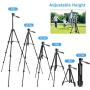 Cell Phone Tripod,54" Extendable Adjustable Phone Tripod, Lightweight Tripod 360° Rotation with Bluetooth Remote Control Mount,Portable Bag,1/4" Mounting Screw for iPhone Smartphone Camera Projector