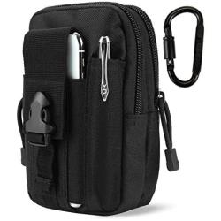 DOUN Outdoor Tactical Waist Bag EDC Molle Belt Waist Pouch Security Purse Phone Carrying Case for iPhone 8 plus Galaxy Note 9 S9 Or Less than 6.2 inches Smartphone - Black