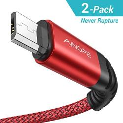 AINOPE Android Micro USB Cable Charger 2 Pack 6.6FT for Samsung Galaxy S7 Charging Cable, Phone Charger Cord Compatible with Samsung Galaxy S6,J7 Edge Kindle Note 5 Durable Nylon Material (Red)