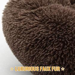 Luciphia Round Dog Cat Bed Donut Cuddler, Faux Fur Plush Pet Cushion for Large Medium Small Dogs, Self-Warming and Cozy for Improved Sleep