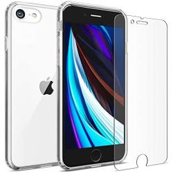 FlexGear Clear Case for iPhone 7 8 SE (2020) and Glass Screen Protector (Clear)