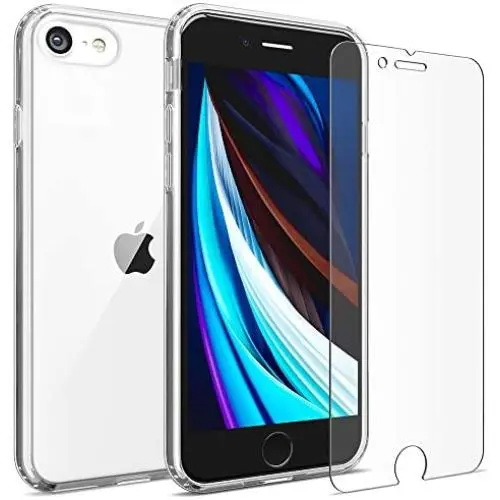 FlexGear Clear Case for iPhone 7 8 SE (2020) and Glass Screen Protector (Clear) FlexGear Clear Case for iPhone 7 8 SE (2020) and Glass Screen Protector (Clear)