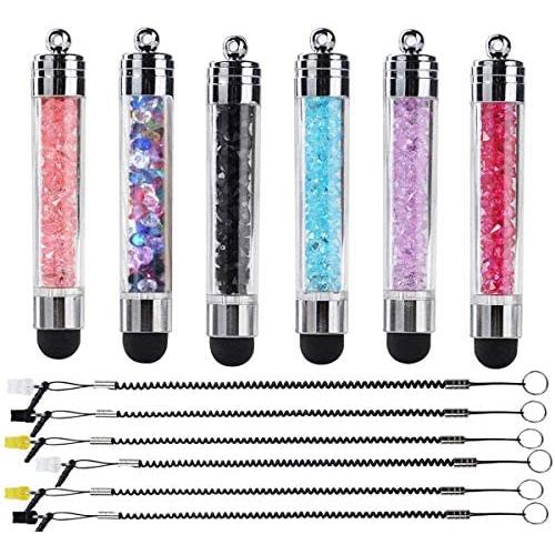6 Pack XRONG Colors Crystal Capacitive Mini Stylus Universal Touch Screen Pen for iPhone7 5s 6s, Samsung Galaxy s5 s4, Smartphones, iPad, iPods, S10,S10+,S10e,S9,S9P,Note9,XR,XS MAX iPhone11 Pro XS XR