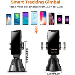 Camera auto Tracker 360° Rotate Around for Phone-Android Phone Smartphone Sport Mode/Object Face Tracking Motion/Smart Shooting Camera Phone Mount Flexible Tripod Stand for Selfies/Vlogging/Streaming