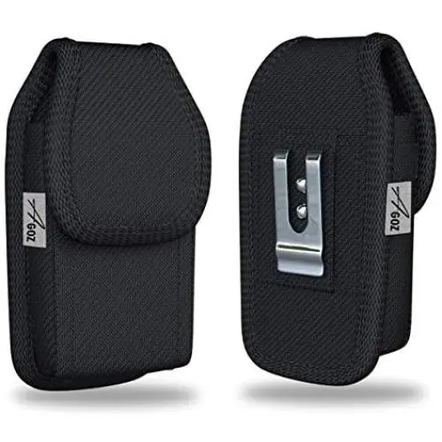 AGOZ Jitterbug Flip Phone Holster, Vertical Belt Clip Case, Heavy-Duty Canvas Carrying Flip Cell Phone Pouch Rugged Cover with Strong Metal Clip and Belt Loops - 4.3" x 2.2" AGOZ Jitterbug Flip Phone Holster, Vertical Belt Clip Case, Heavy-Duty Canvas Carrying Flip Cell Phone Pouch Rugged Cover with Strong Metal Clip and Belt Loops - 4.3" x 2.2"