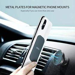 UGREEN Metal Plate for Magnet Cell Phone Holder, Sticky Adhesive Replacement for Magnetic Car Mount and Phone Case, 4 Pack, 2 Rectangle and 2 Round, Black