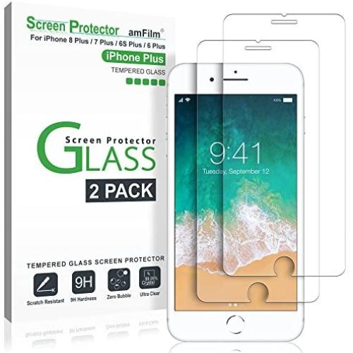 amFilm Glass Screen Protector for iPhone 8 Plus, 7 Plus, 6S Plus, 6 Plus (5.5 Inch) (2 Pack) Tempered Glass Screen Protector