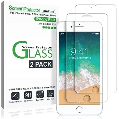 amFilm Glass Screen Protector for iPhone 8 Plus, 7 Plus, 6S Plus, 6 Plus (5.5 Inch) (2 Pack) Tempered Glass Screen Protector amFilm Glass Screen Protector for iPhone 8 Plus, 7 Plus, 6S Plus, 6 Plus (5.5 Inch) (2 Pack) Tempered Glass Screen Protector