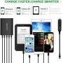 USB Car Charger, FEEYOO 45W 5-Ports Fast USB Car Charger 12V-24V Multiple USB Car Phone Charger with Smart Identification for iPhone 11/Xs/XR/X/8/7/6, iPad Pro/Air/Mini, Kindle Tablet and More, Black