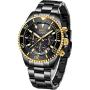 Mens Watches Chronograph Stainless Steel Waterproof Date Analog Quartz Fashion Business Wrist Watches for Men