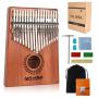 Kalimba Thumb Piano 17 Keys, Portable Mbira Wood Finger Piano with Tune Hammer and Study Instruction, Musical Instrument Gifts for Kids Adult Beginners.