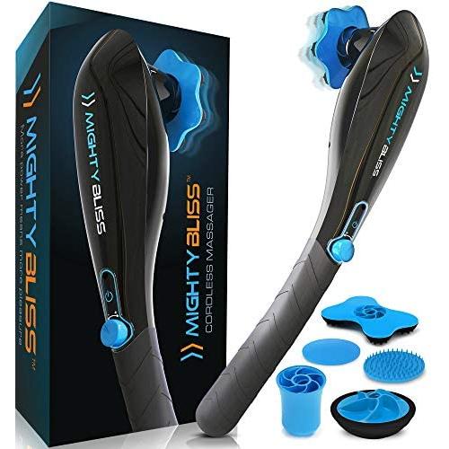 MIGHTY BLISS™ Deep Tissue Back and Body Massager {Cordless} Electric Handheld Percussion Muscle Hand Massager - Full Body Pain Relief Vibrating Therapy Massage Machine, Neck, Shoulder, Leg, Foot