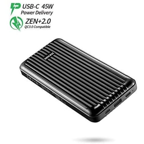 Zendure 45W Power Delivery Portable Charger A6PD 20100mAh Ultra-Durable PD Power Bank with USB-C Input/Output, External Battery for MacBook Pro, iPhone, Black