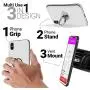 Aduro Cell Phone Ring Holder, 3 in 1 Universal Phone Ring Stand Car Holder, Finger Grip Phone Holder for iPhone, Samsung Phone and Smartphones (Silver)