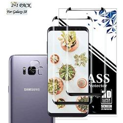 Galaxy S8 Screen Protector + Camera Lens Protector By EESHELL, [2 Pack + 1 Pack] Premium HD Clear Tempered Glass, Case Friendly, Anti-Bubble, 3D Touch Accuracy Film for Samsung Galaxy S8