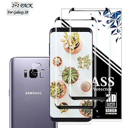 Galaxy S8 Screen Protector + Camera Lens Protector By EESHELL, [2 Pack + 1 Pack] Premium HD Clear Tempered Glass, Case Friendly, Anti-Bubble, 3D Touch Accuracy Film for Samsung Galaxy S8