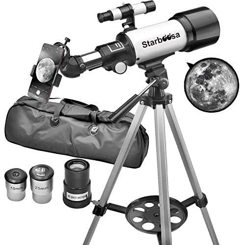 Starboosa Telescope Travel Scope for Kids Beginners 70mm Aperture 400mm AZ with Tripod Eyepiece Finder - Telescope with Carry Bag and Smartphone Adapter for Kids Beginner