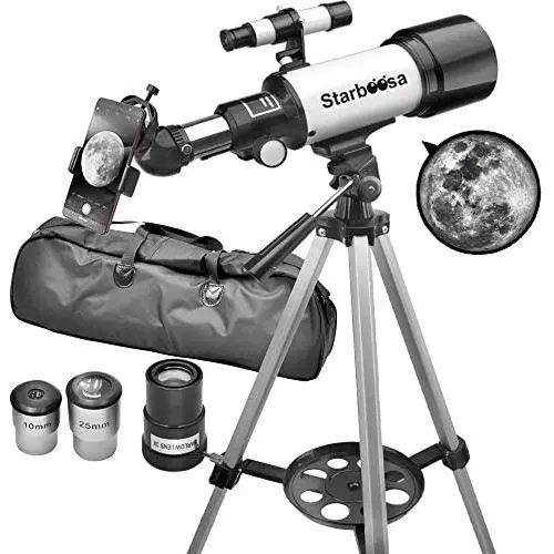 Starboosa Telescope Travel Scope for Kids Beginners 70mm Aperture 400mm AZ with Tripod Eyepiece Finder - Telescope with Carry Bag and Smartphone Adapter for Kids Beginner